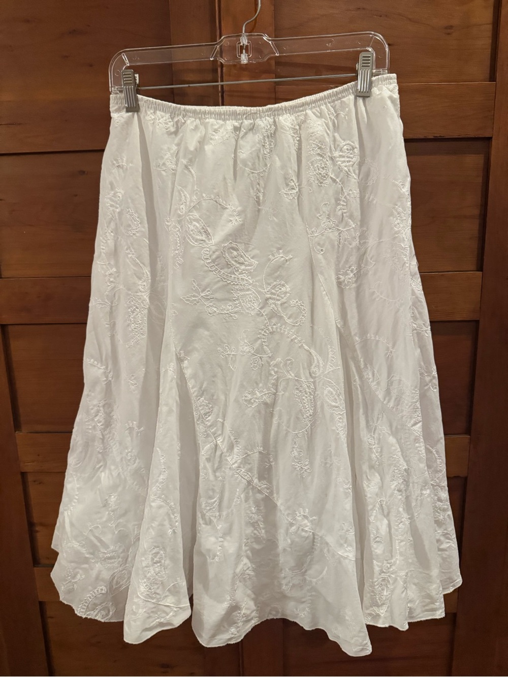 Vintage JKLA California White Cotton Embroidered Skirt - Medium